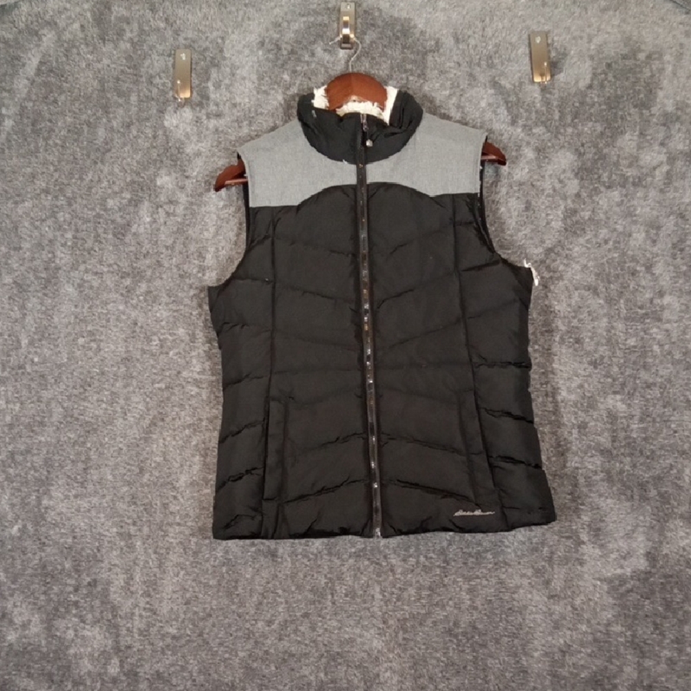 Eddie Bauer Women's Vest EB500 Puffer Down Full Zip Fur Lined Size Medium